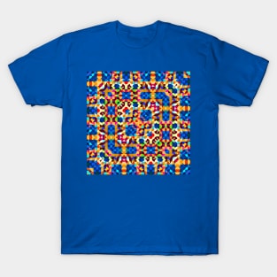 Little Blue Orange and Red Curvy Geometric Shapes T-Shirt